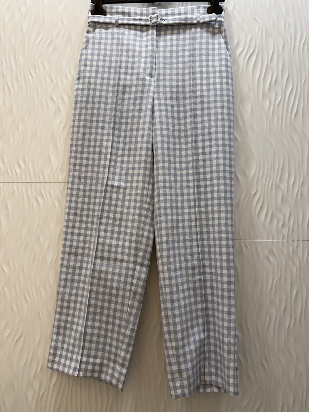 Ann Taylor Blue and White Gingham Cropped Pants
